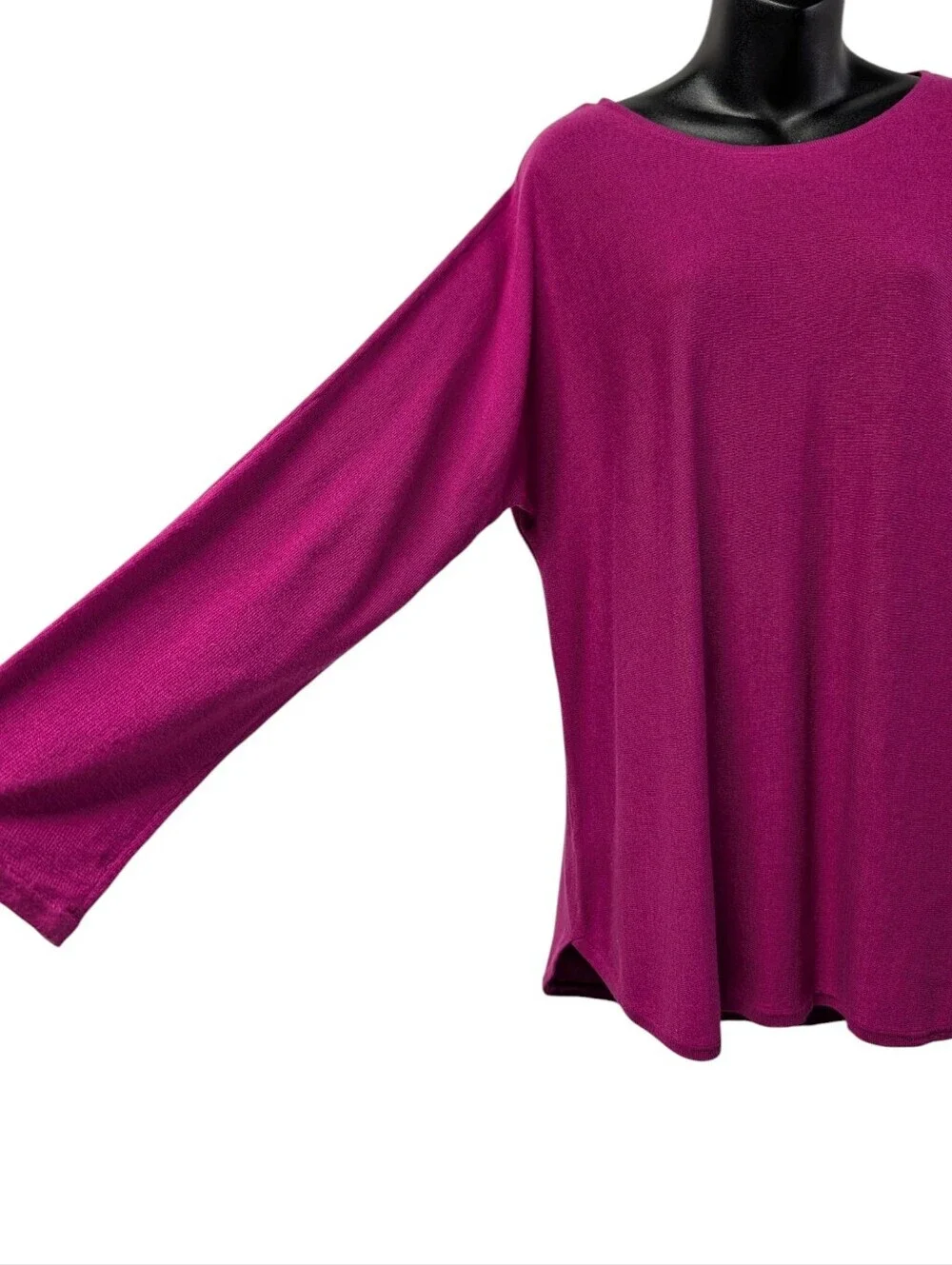 Michael Kors Magenta Pink Knit Sweater Long Sleeve Boat Neck Size L Pullover